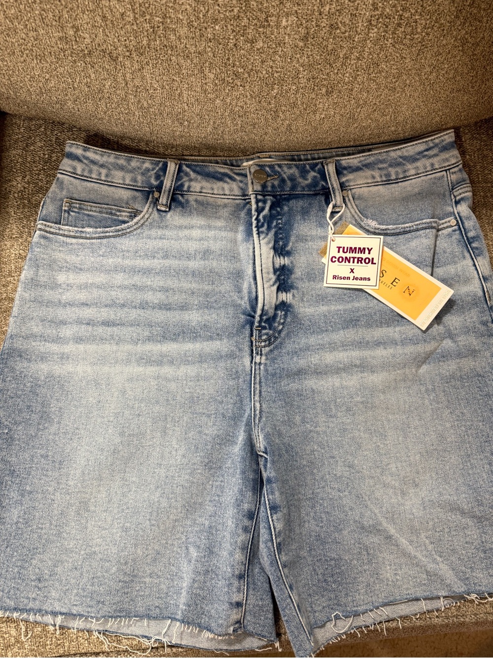 Risen Jeans Women's Light Blue Tummy Control Denim Jean Shorts